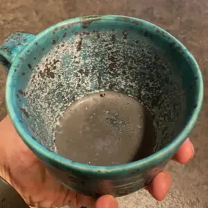 Green cup with severe glaze leaching