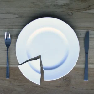 Cracked plate on a table